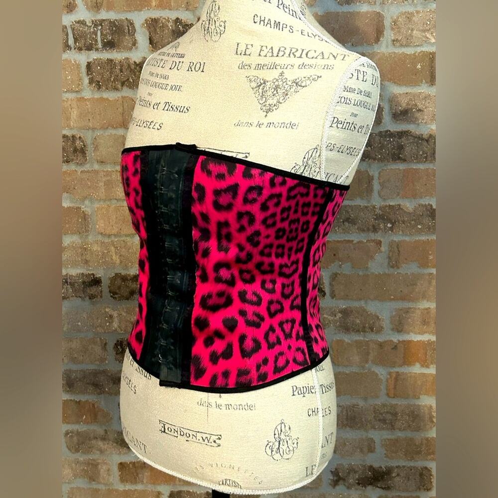 Ann chery hot pink animal print faja tummy control waist shapewear corset sz 38 - Picture 2 of 8